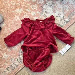NWT Carter's Holiday Red Velour Matching Set